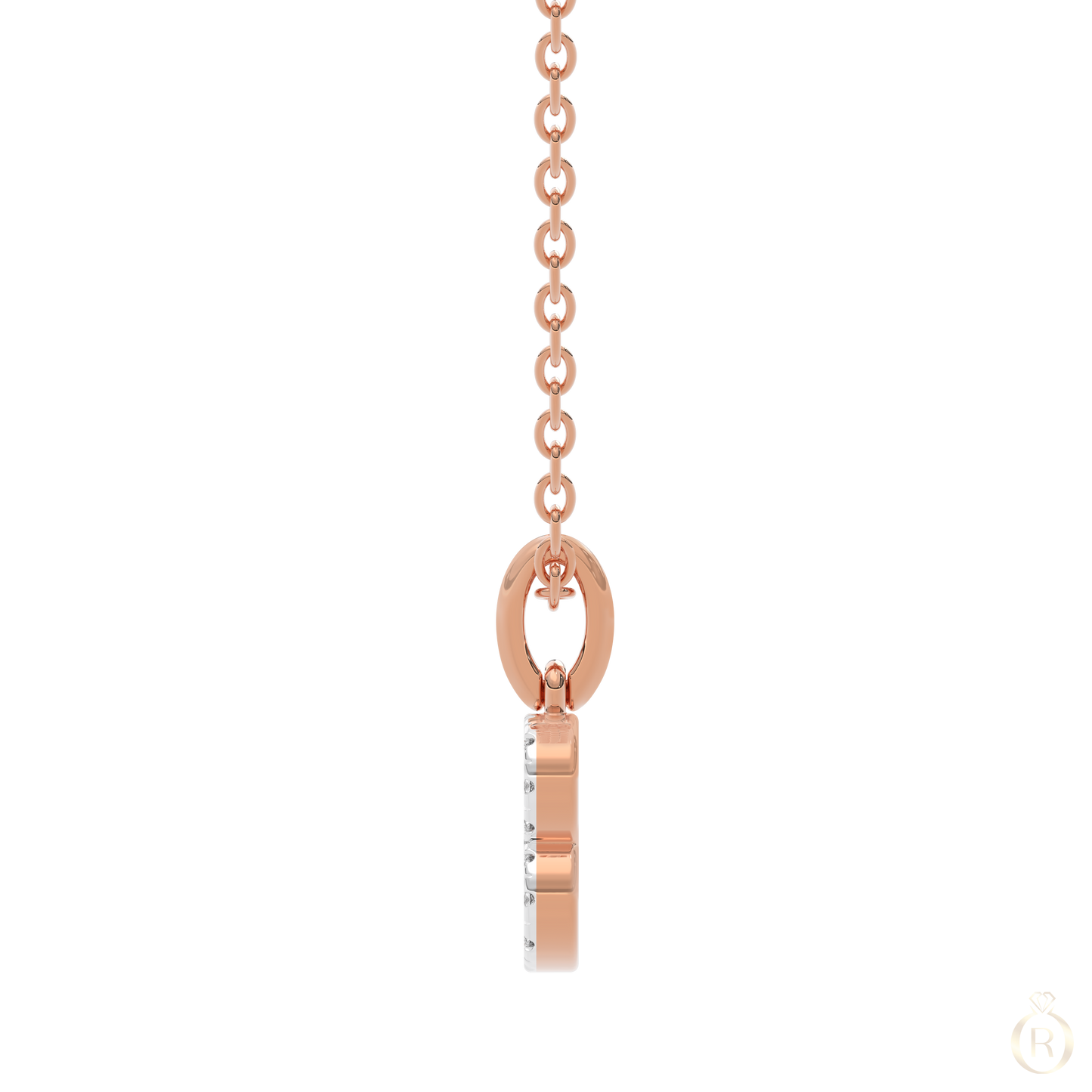 Feine Roségold-Kette mit funkelndem Diamant-Anhänger in Buchstabenform B