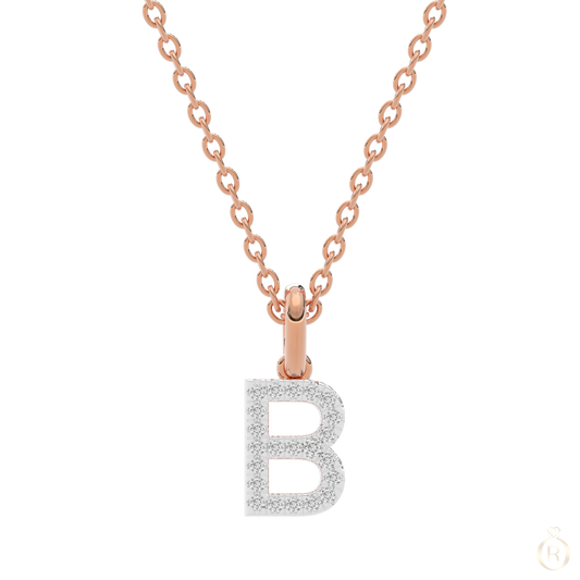 Feine Roségold-Kette mit funkelndem Diamant-Anhänger in Buchstabenform B